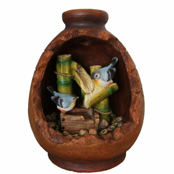 Ricki&Aposs Rugs Birds Resting on Bamboo in Jar Water Fountain RI3190172